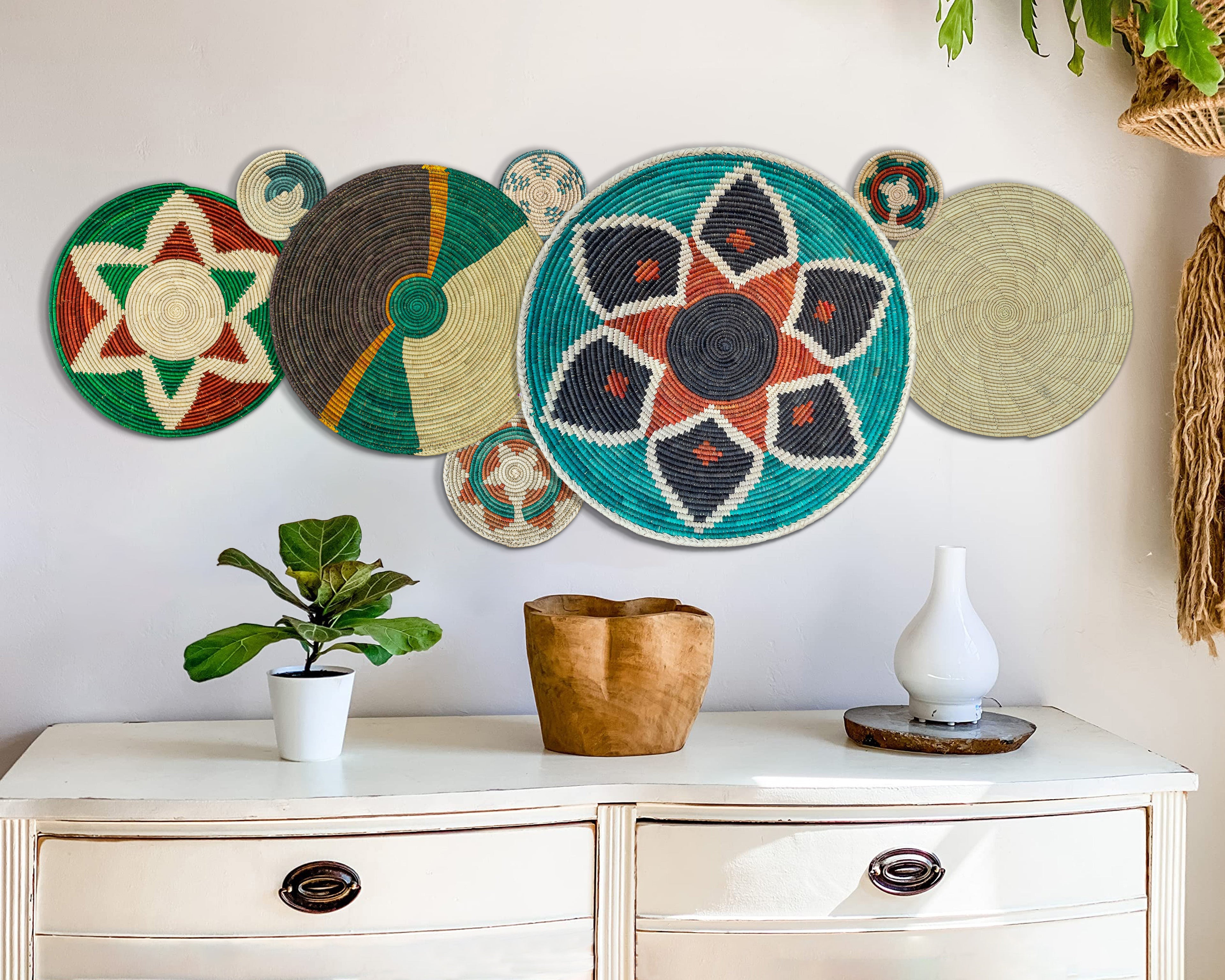 Set of 8 Handwoven wall baskets SET-325-8 N