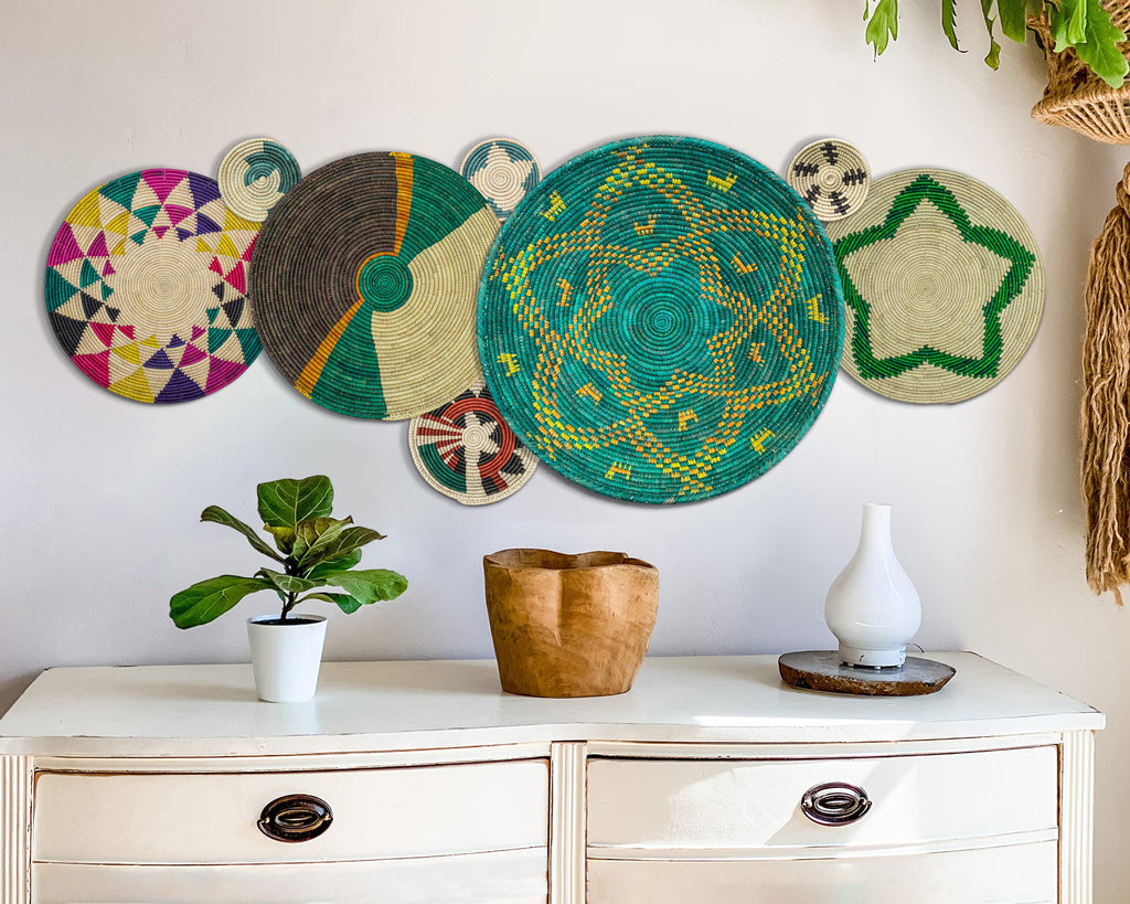 Set of 8 Handwoven wall baskets SET-330-8 N