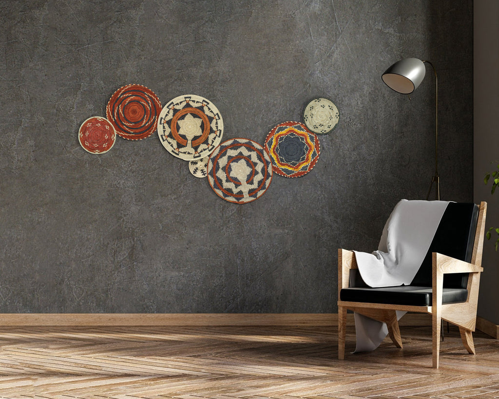 Set of 7 Handwoven wall baskets Set 44-7-N