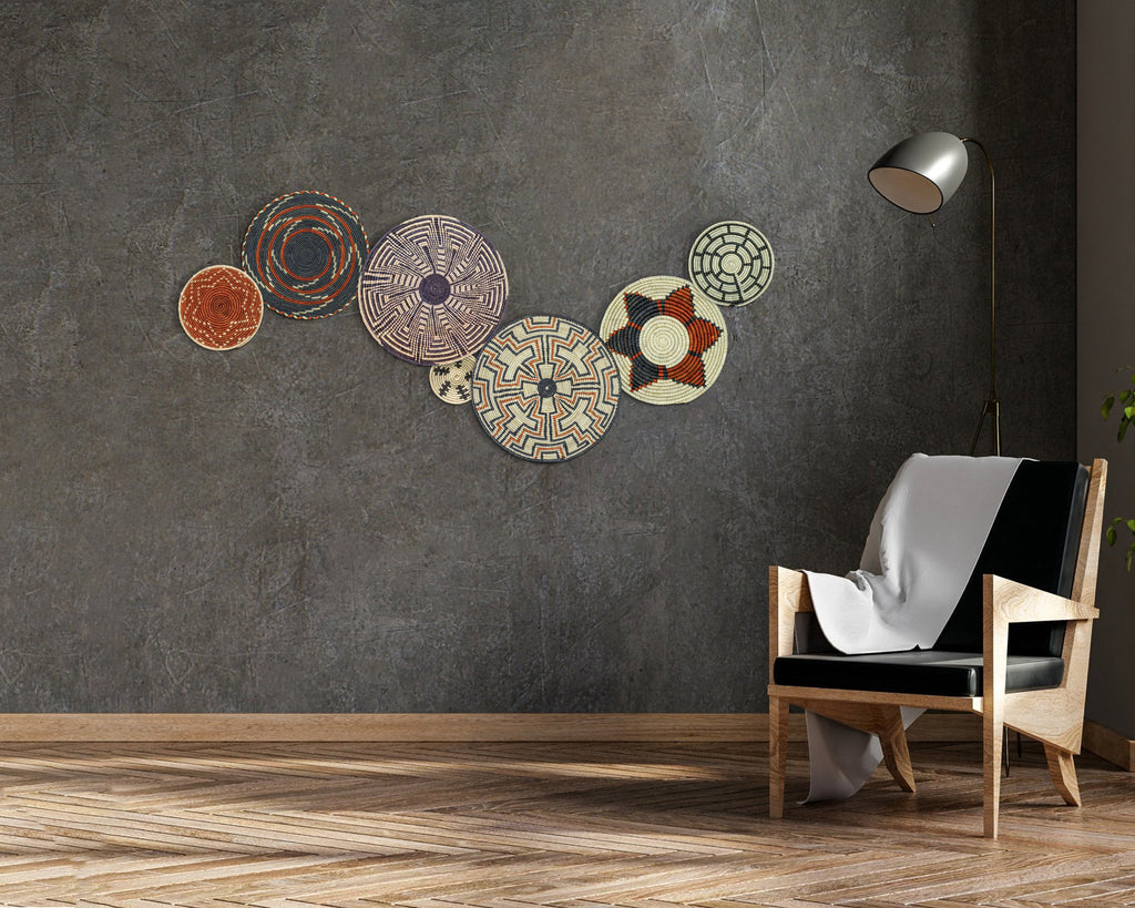 Set of 7 Handwoven wall baskets Set 50-7-N