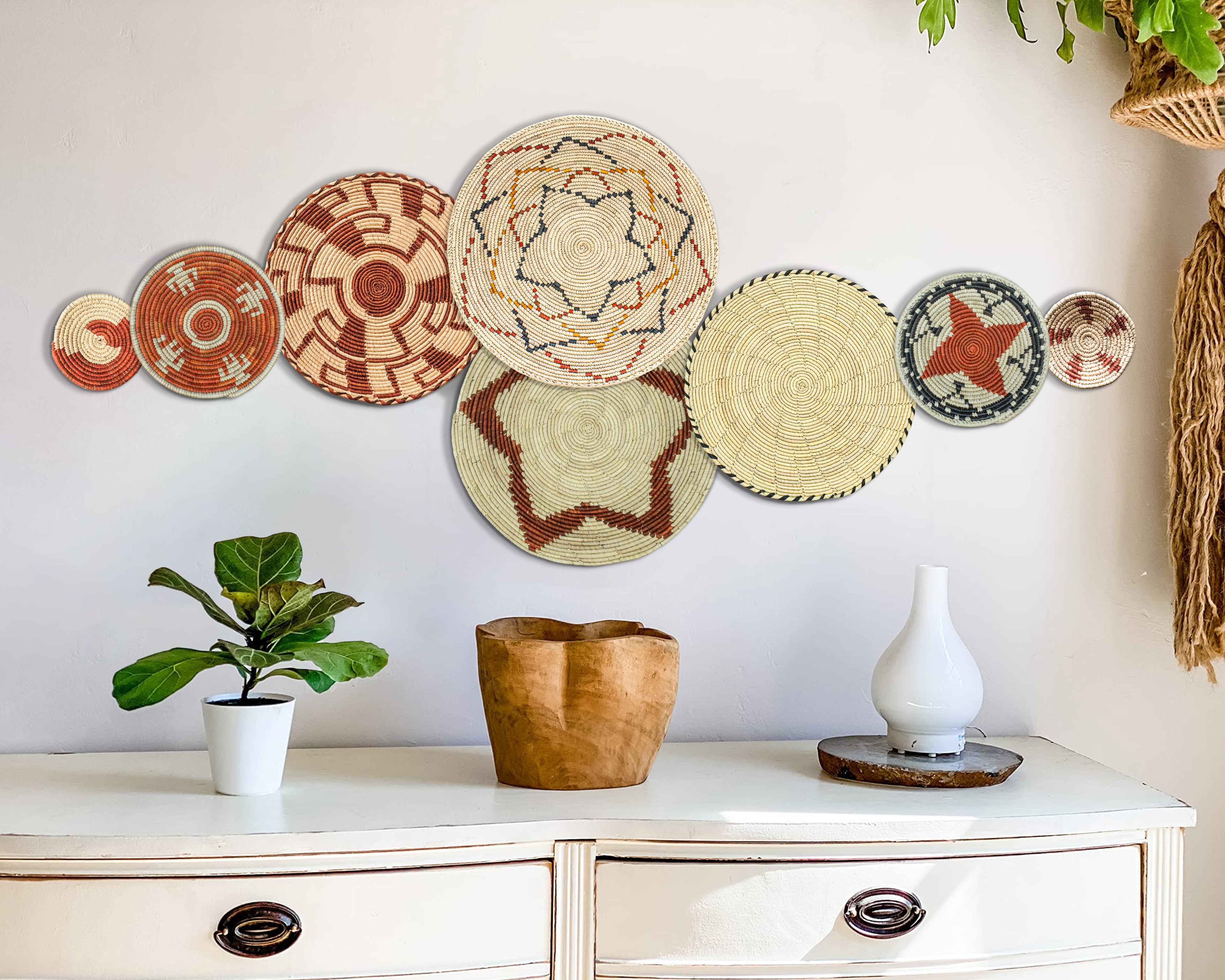 Set of 8 Handwoven wall baskets SET-246-8 N