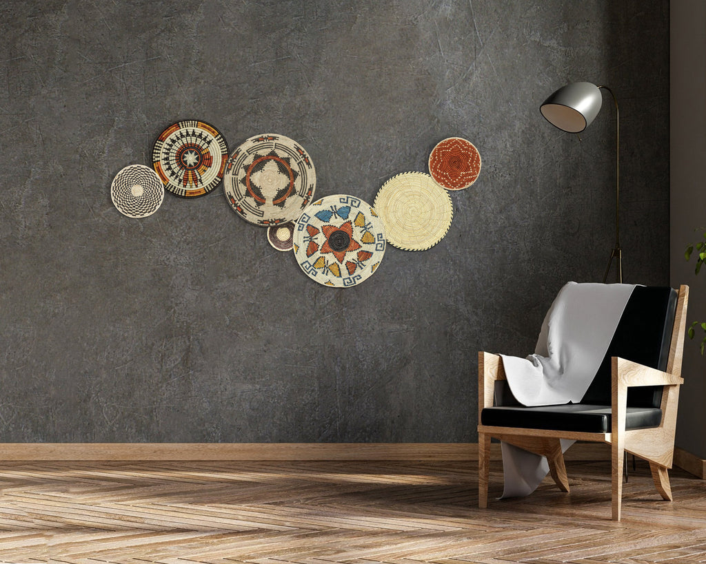 Set of 7 Handwoven wall baskets Set 46-7-N