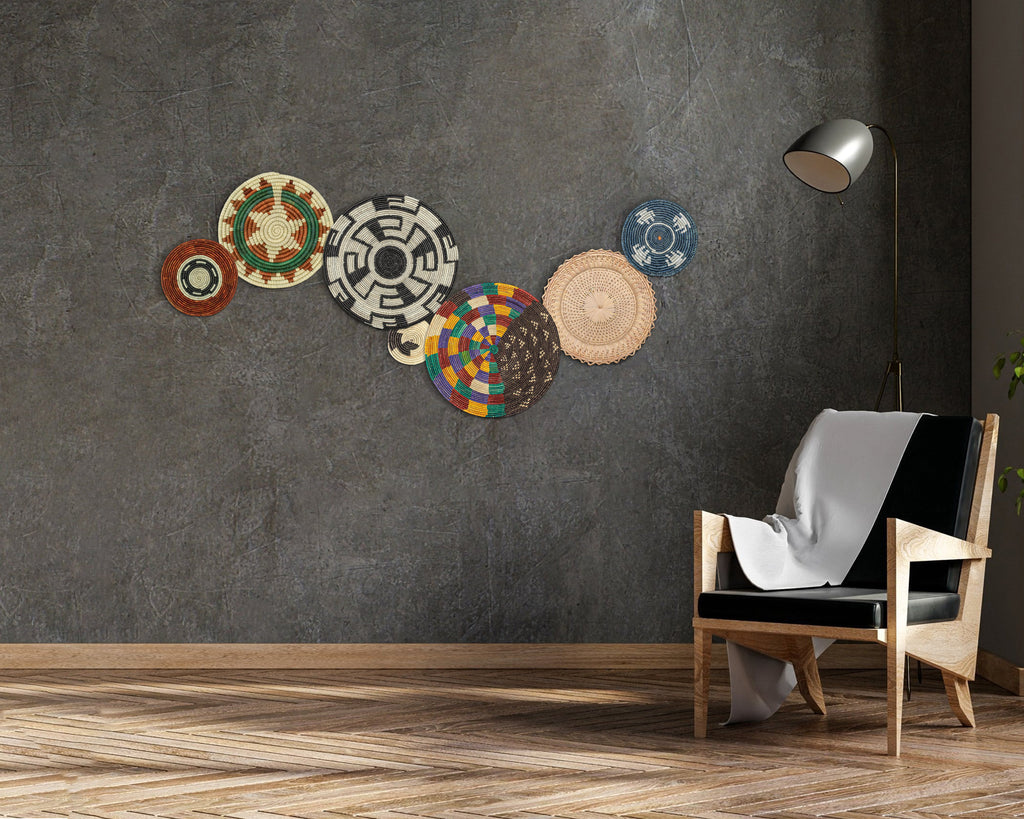 Set of 7 Handwoven wall baskets Set 48-7-N