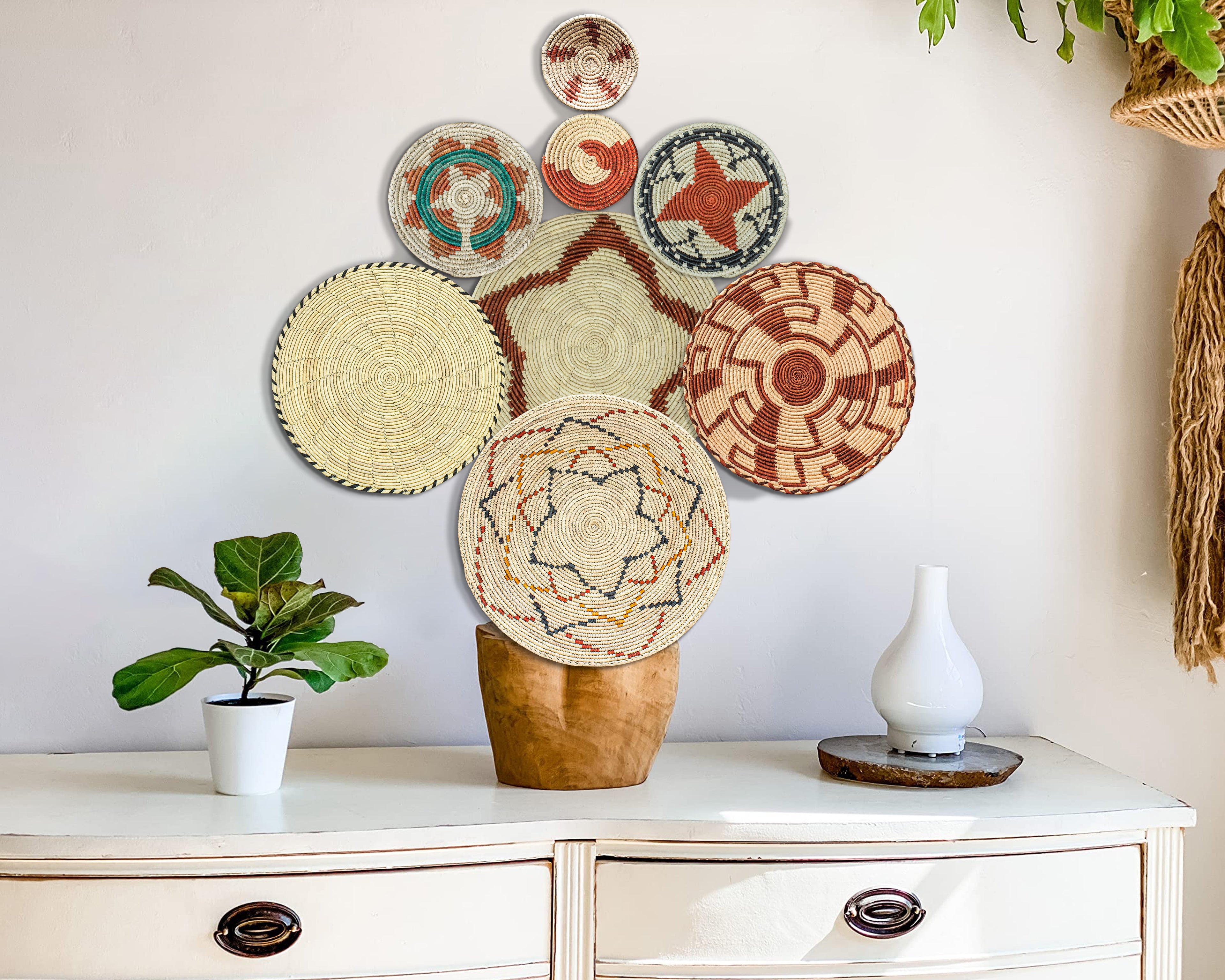 Set of 8 Handwoven wall baskets SET-246-8 N