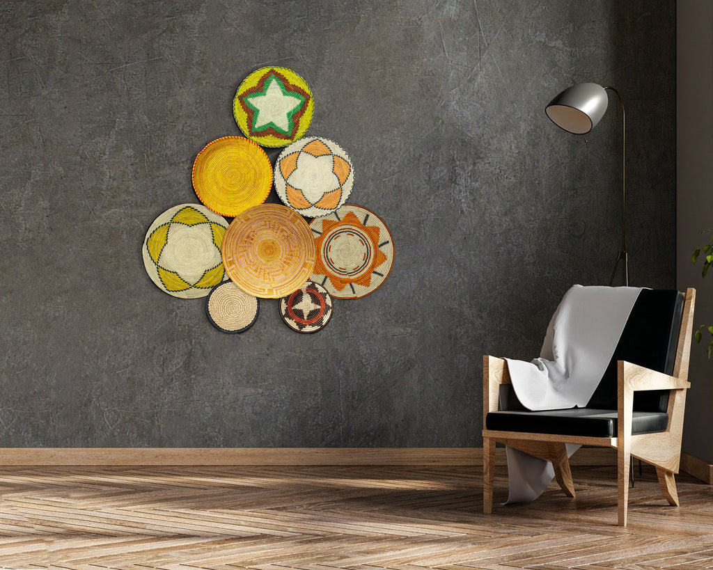 Set of 8 Handwoven wall baskets SET-343-8 N