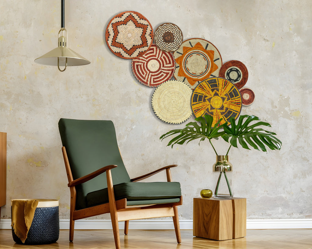 Set of 8 Handwoven wall baskets SET-354-8 N