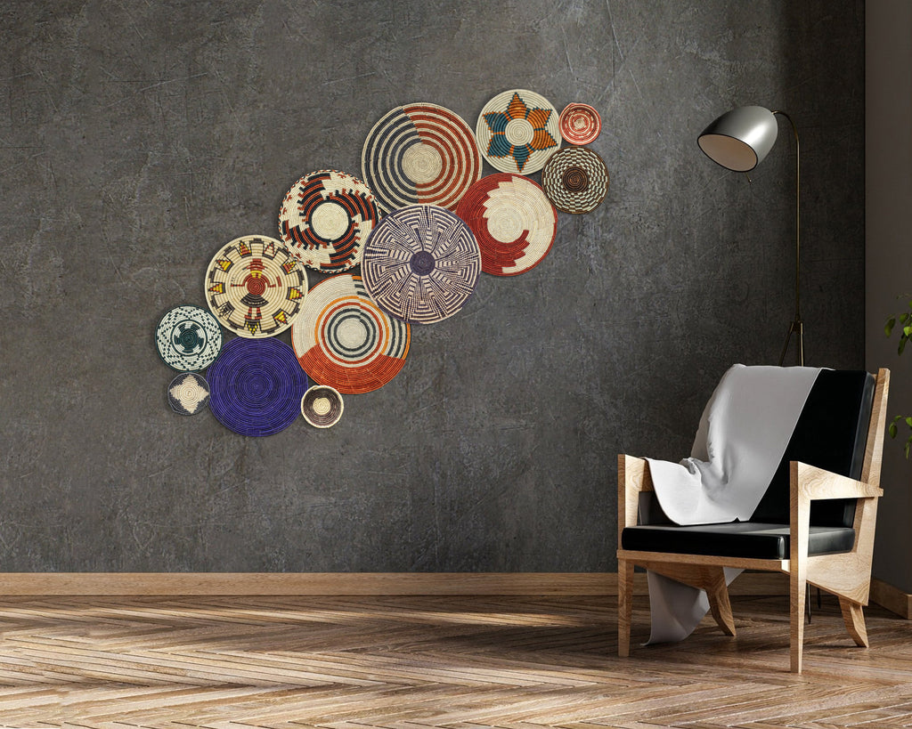 Set of 13 Handwoven wall baskets SET-177-13 N