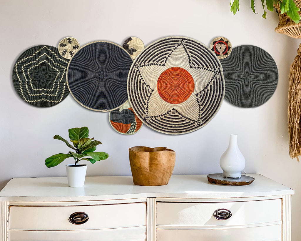 Set of 8 Handwoven wall baskets SET-327-8 N