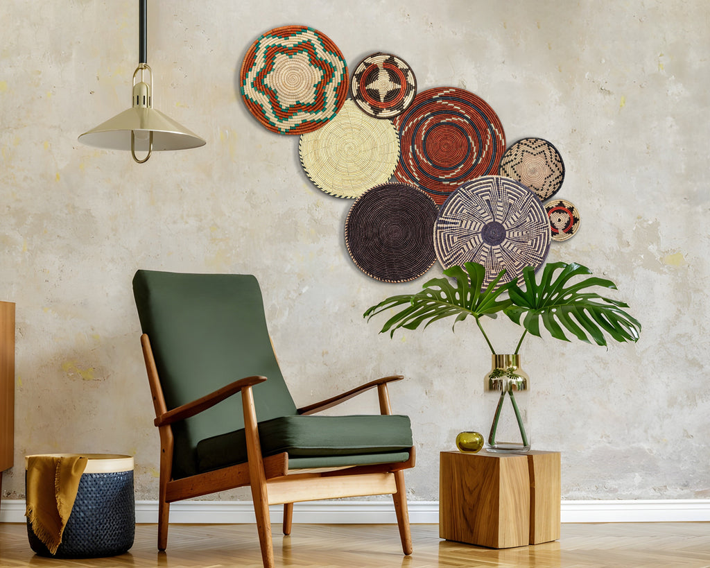 Set of 8 Handwoven wall baskets SET-355-8 N