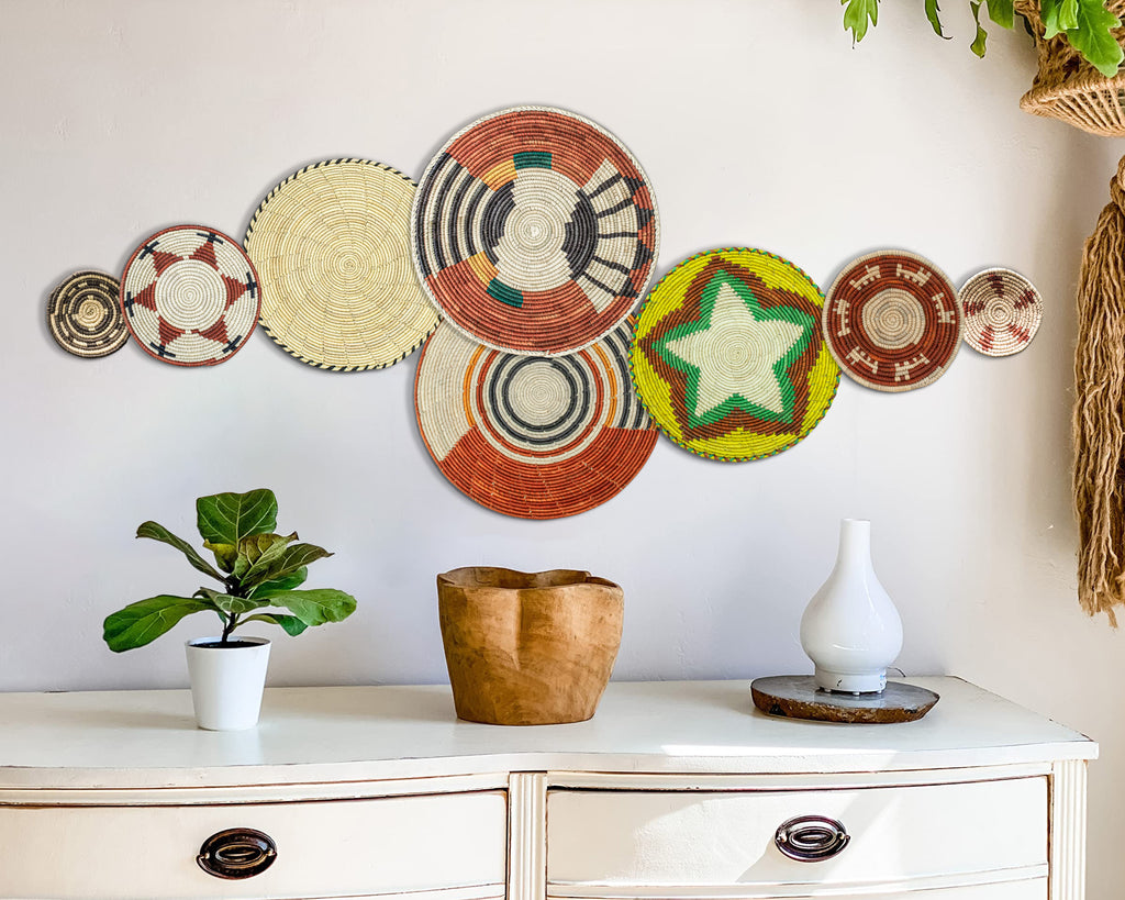 Set of 8 Handwoven wall baskets SET-245-8 N