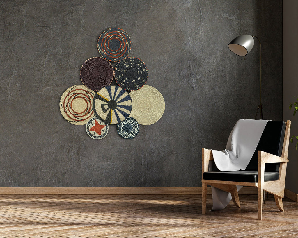 Set of 8 Handwoven wall baskets SET-344-8 N