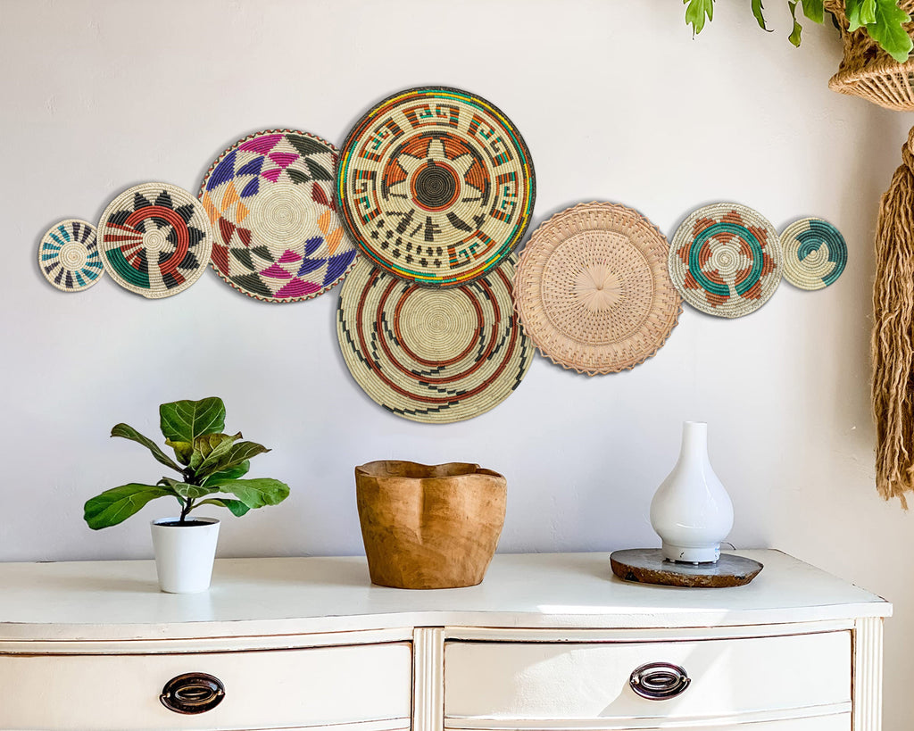 Set of 8 Handwoven wall baskets SET-242-8 N