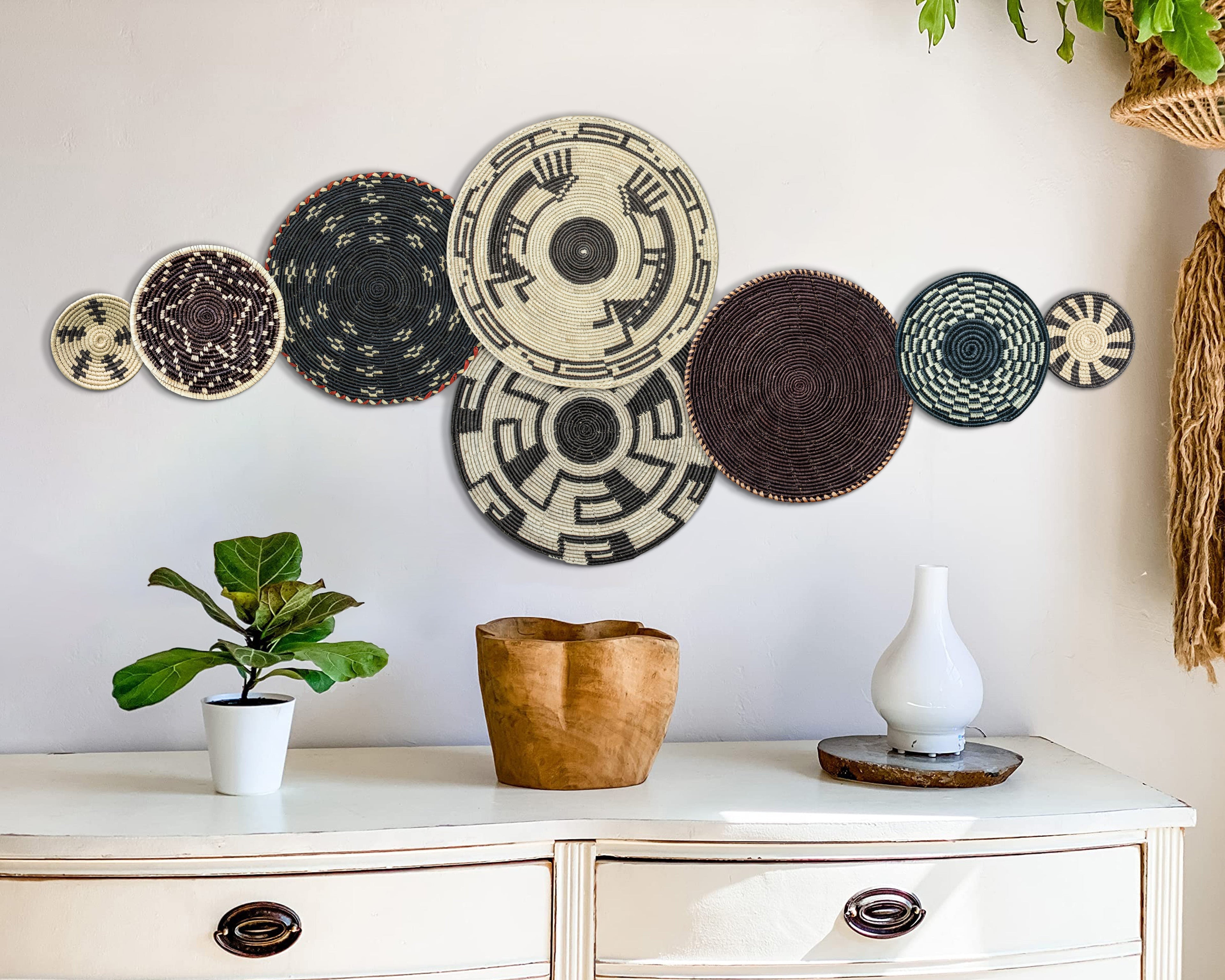 Set of 8 Handwoven wall baskets SET-243-8 N