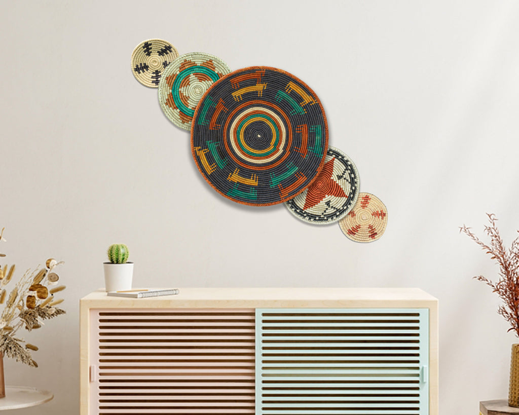 Set of 5 Handwoven wall baskets SET-66-5 N