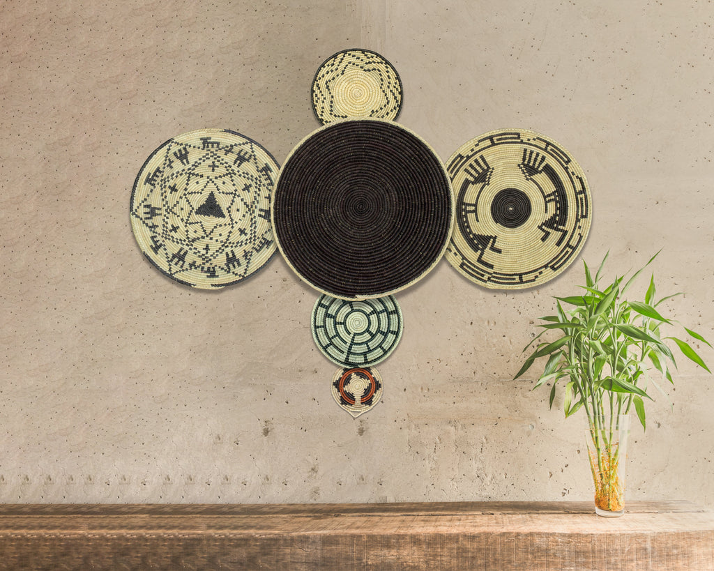 Set of 6 Handwoven wall baskets SET-296-6 N