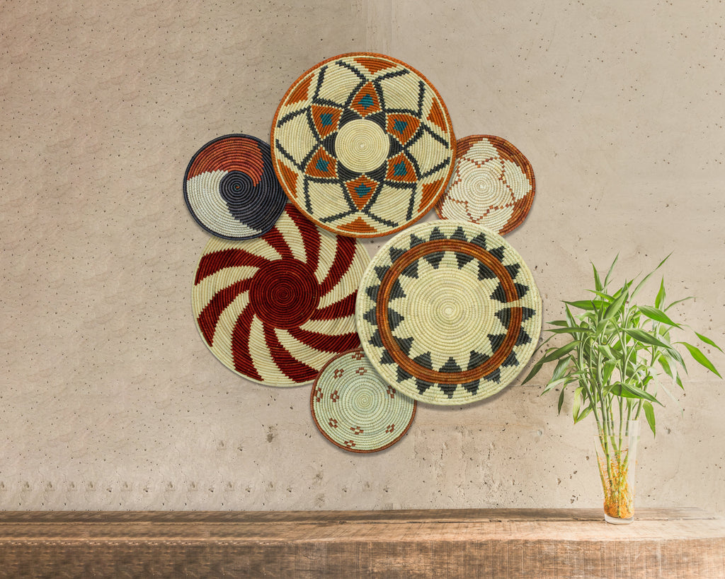 Set of 6 Handwoven wall baskets SET-290-6 N