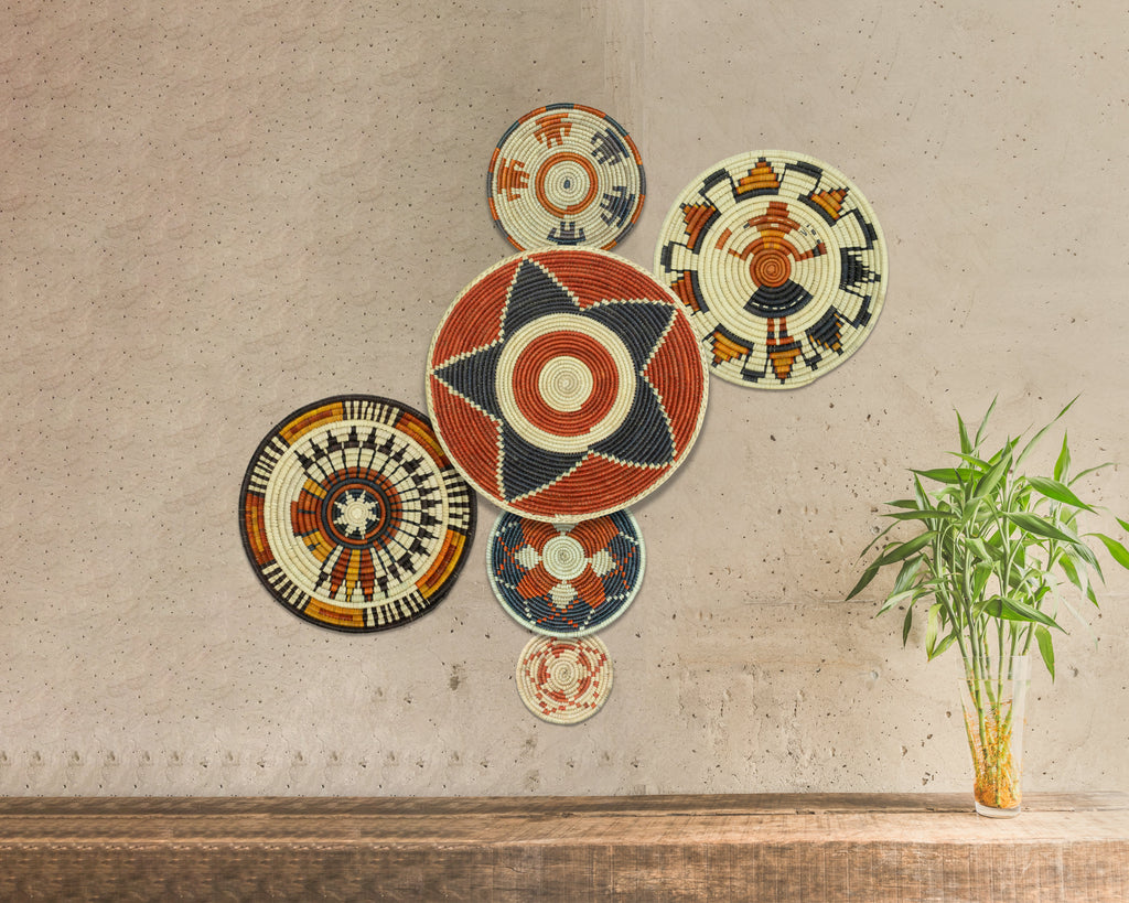 Set of 6 Handwoven wall baskets SET-391-6 N