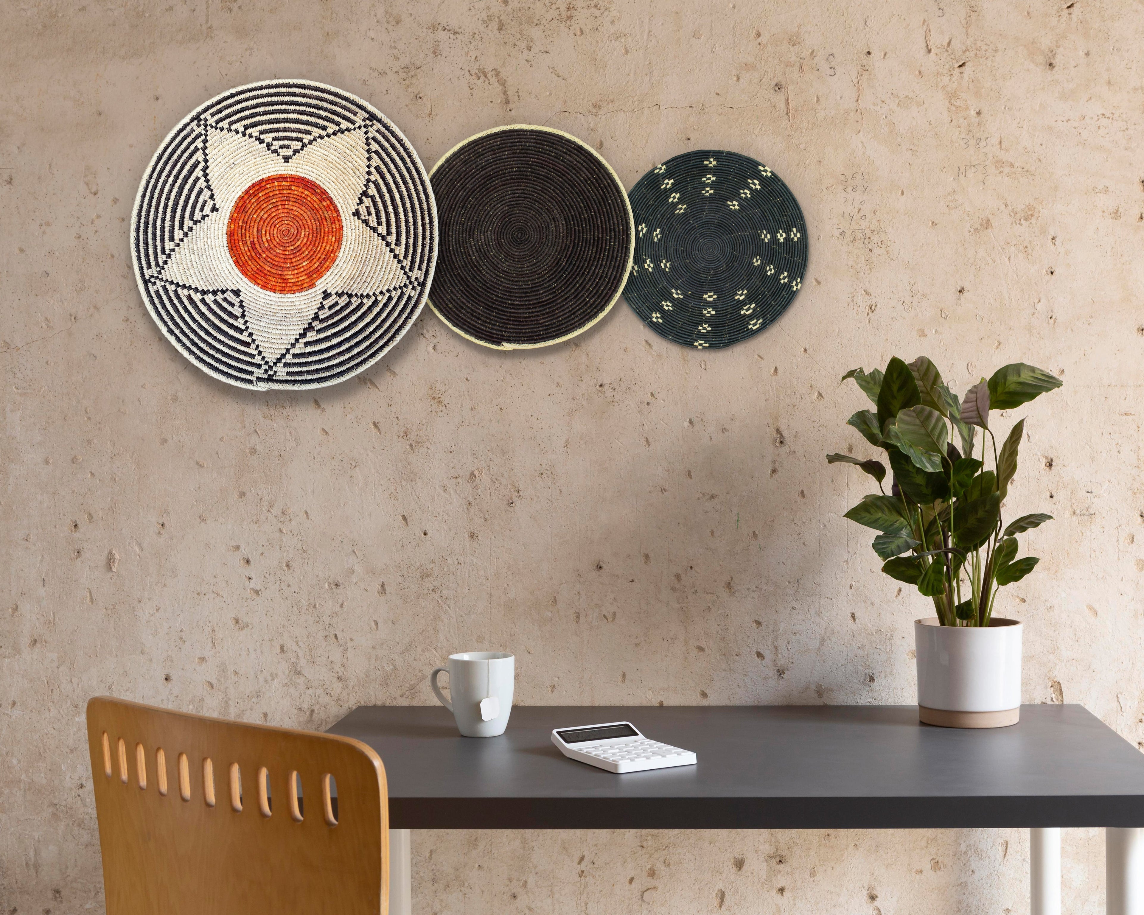 Set of 3 Handwoven wall baskets SET-205-3 N