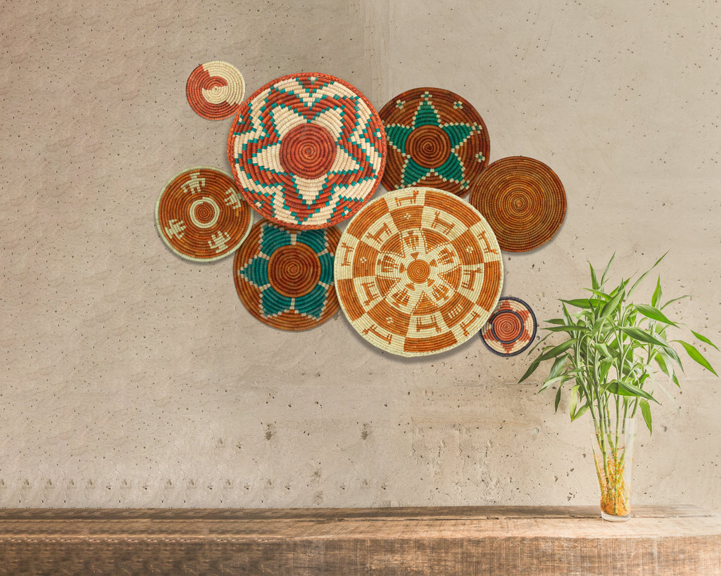 Set of 8 Handwoven wall baskets SET-338-8 N