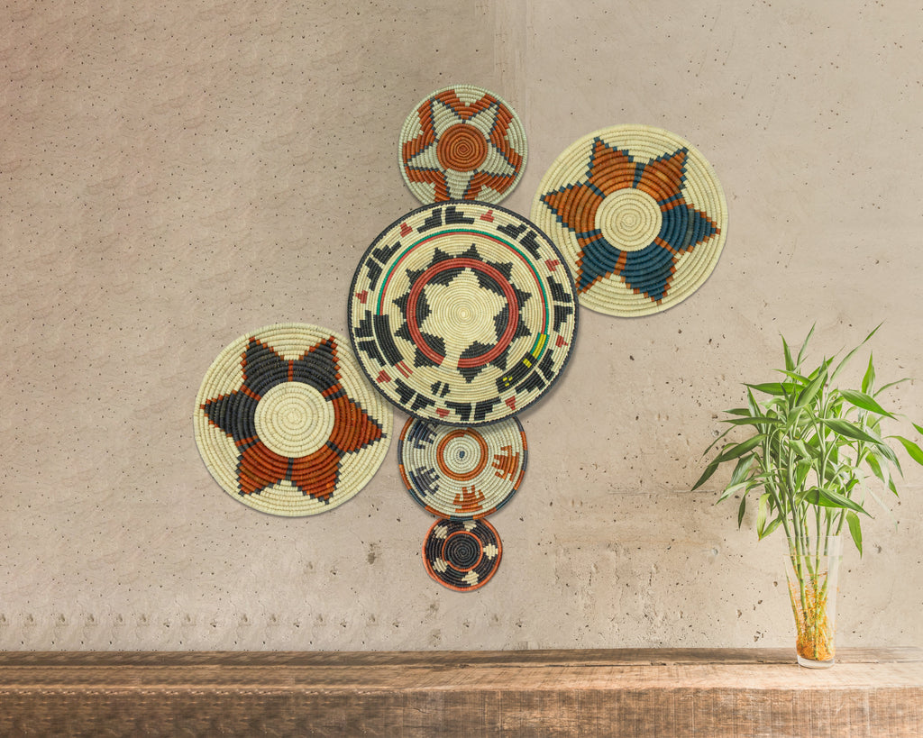 Set of 6 Handwoven wall baskets SET-394-6 N