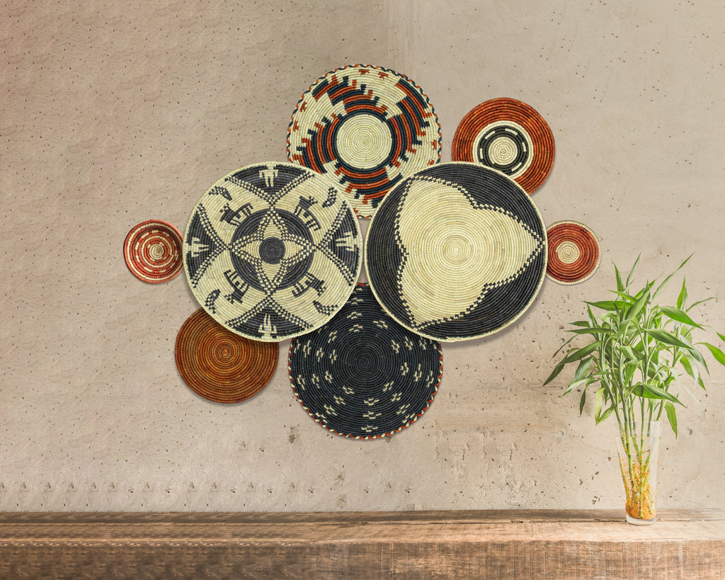 Set of 8 Handwoven wall baskets SET-249-8 N