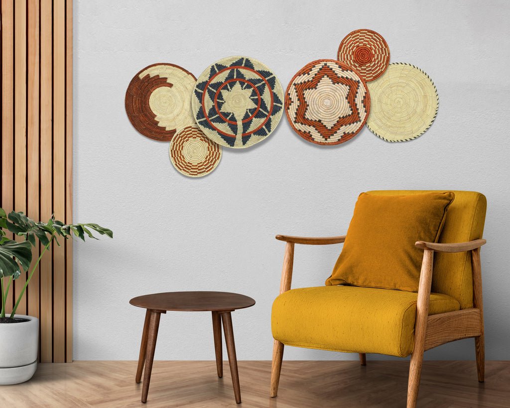 Set of 6 Handwoven wall baskets SET-276-6 N