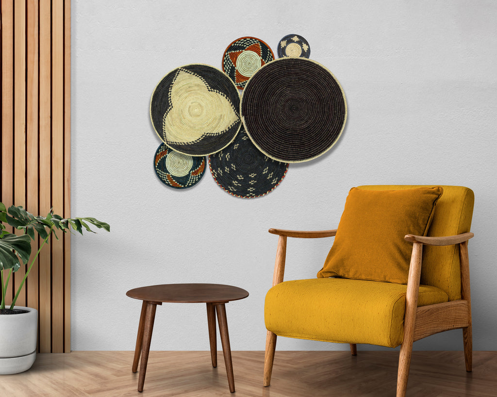 Set of 6 Handwoven wall baskets SET-273-6 N