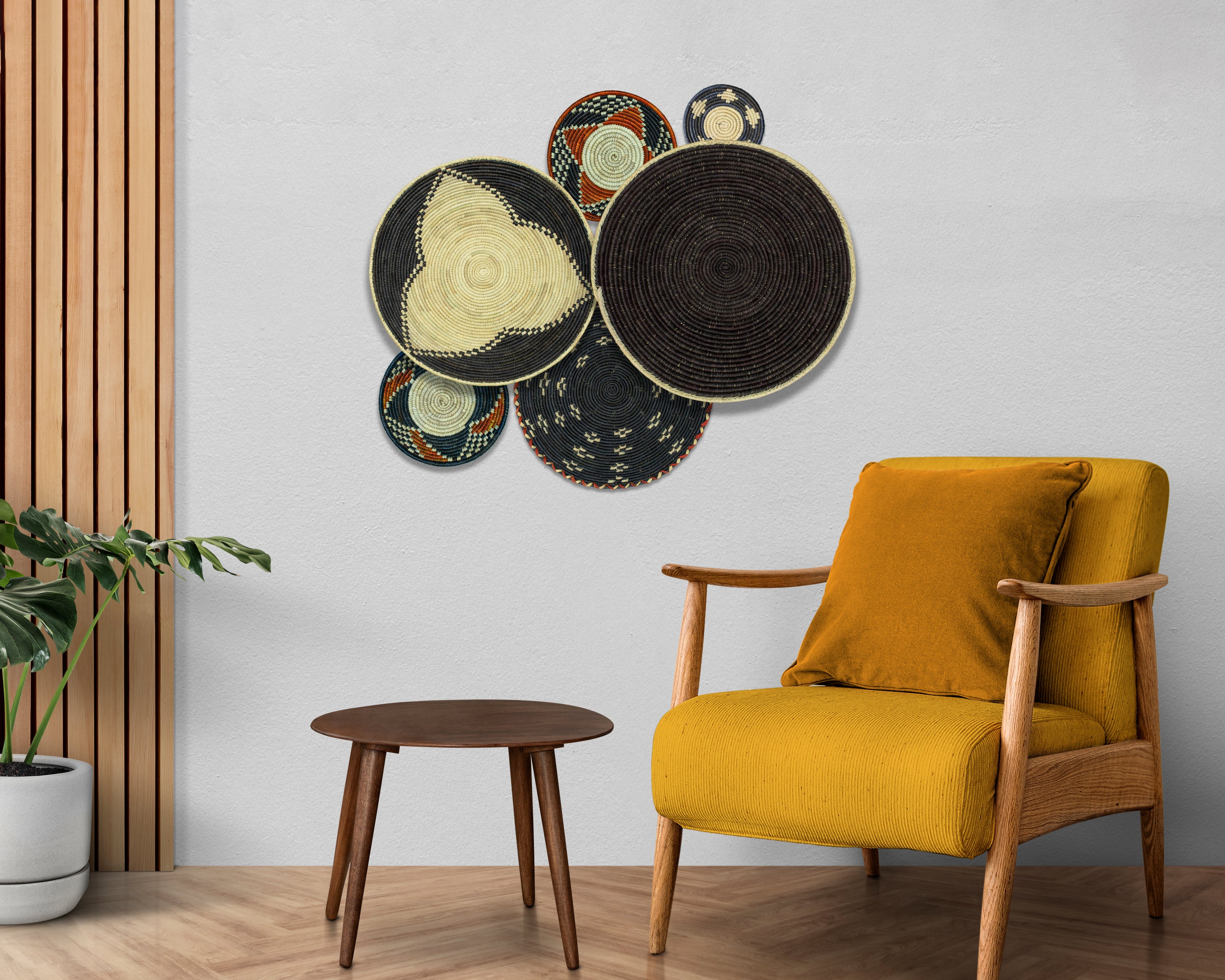 Set of 6 Handwoven wall baskets SET-273-6 N