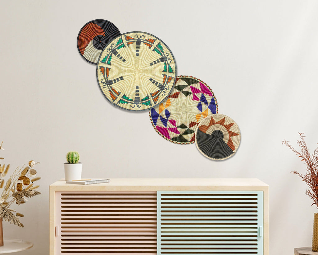 Set of 4 Handwoven wall baskets SET-240-4 N