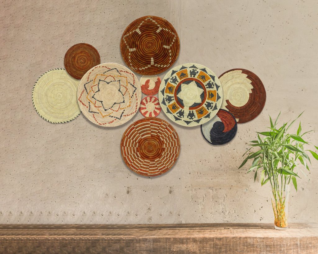 Set of 10 Handwoven wall baskets SET-407-10 N