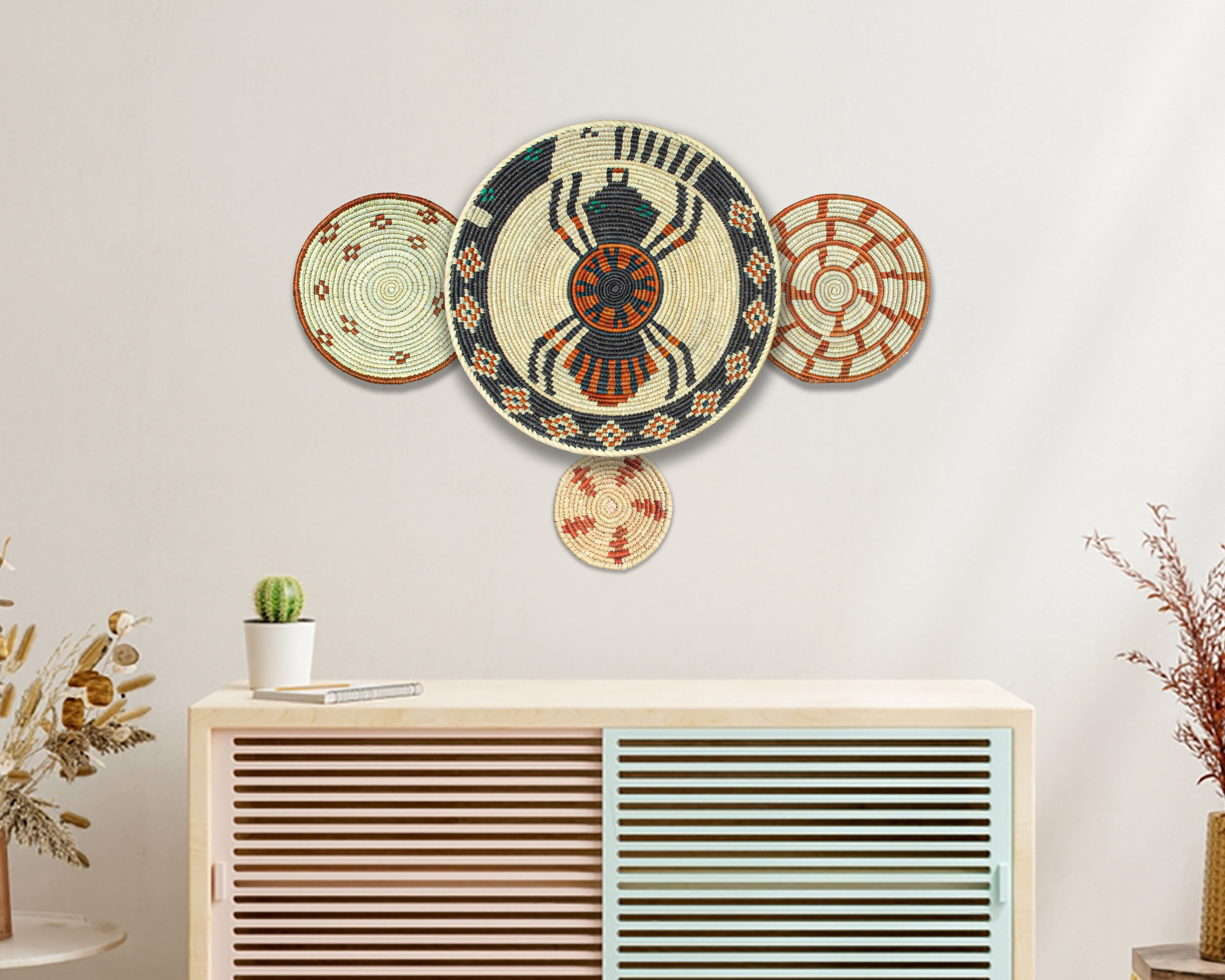 Set of 4 Handwoven wall baskets SET-235-4 N