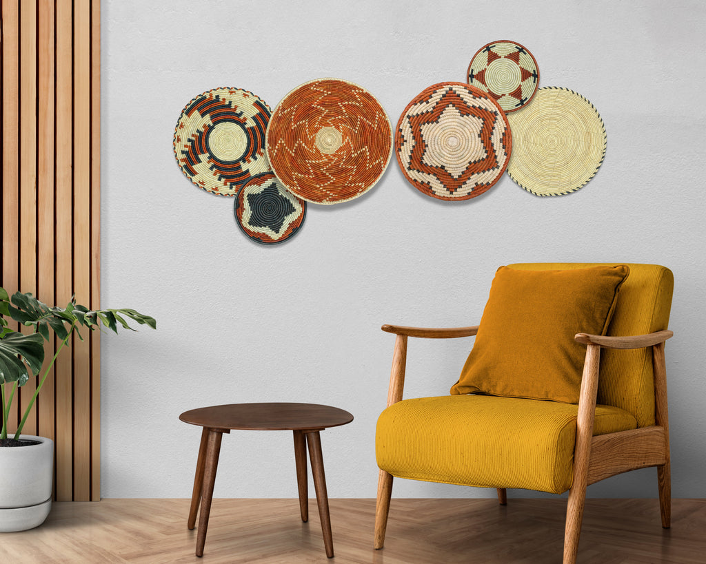 Set of 6 Handwoven wall baskets SET-274-6 N