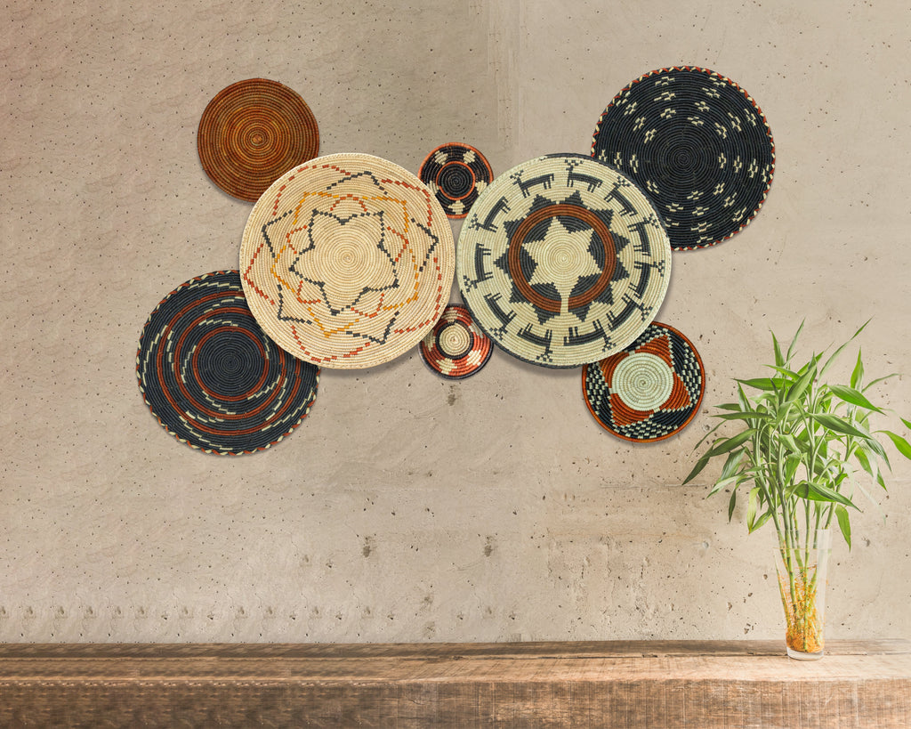 Set of 8 Handwoven wall baskets SET-251-8 N