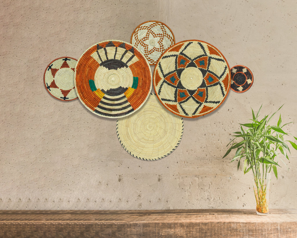 Set of 6 Handwoven wall baskets SET-398-6 N