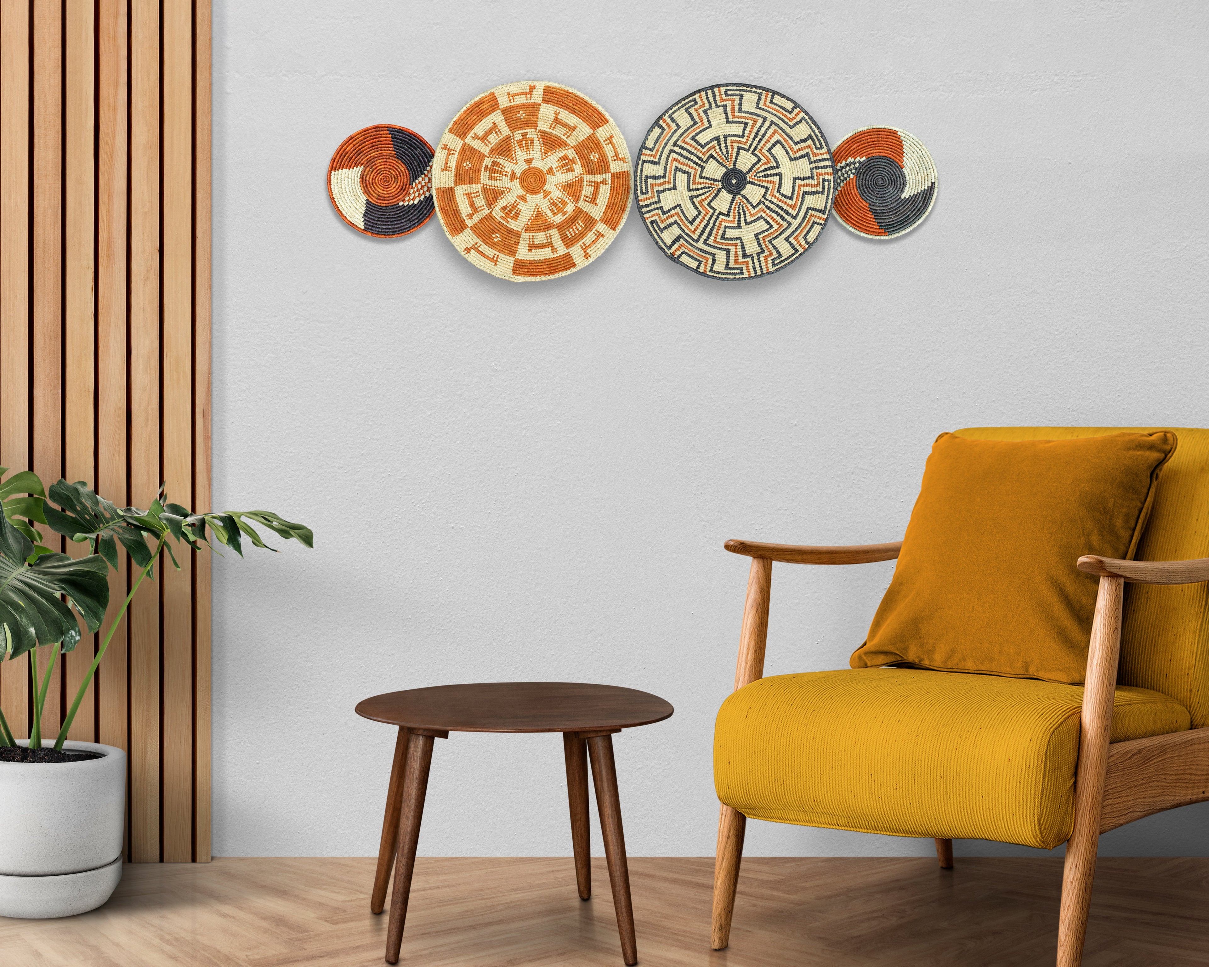 Set of 4 Handwoven wall baskets SET-229-4 N