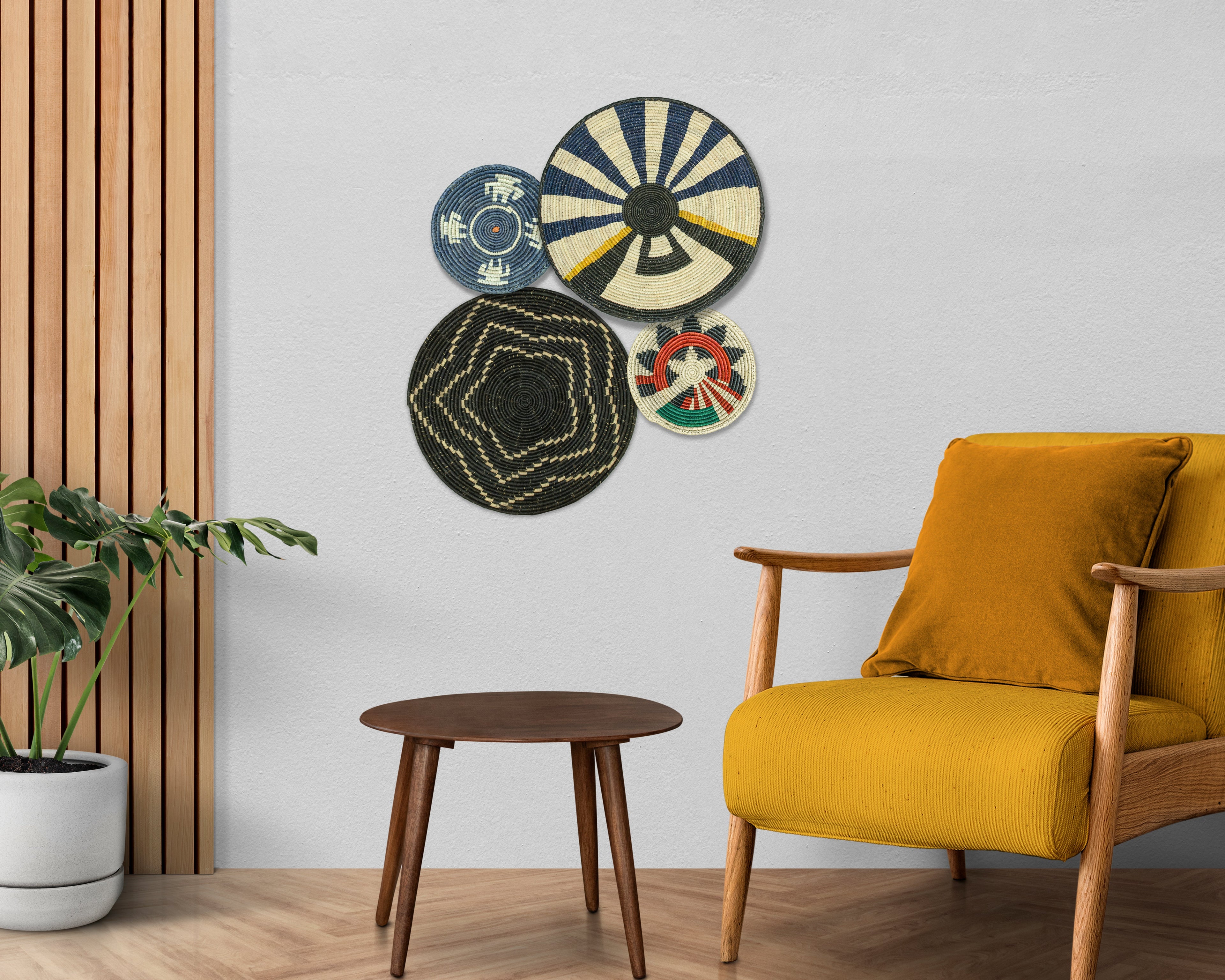 Set of 4 Handwoven wall baskets SET-231-4 N