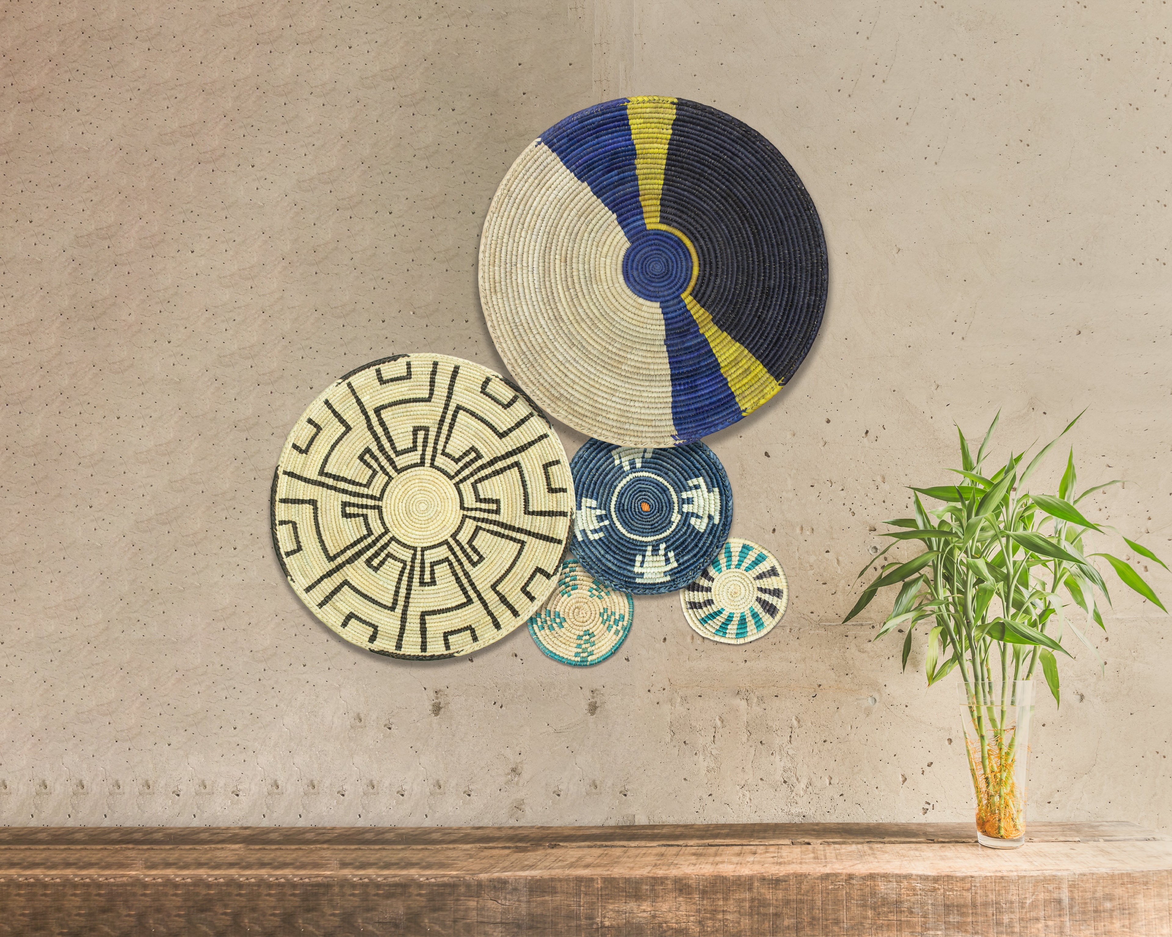 Set of 5 Handwoven wall baskets SET-69-5 N