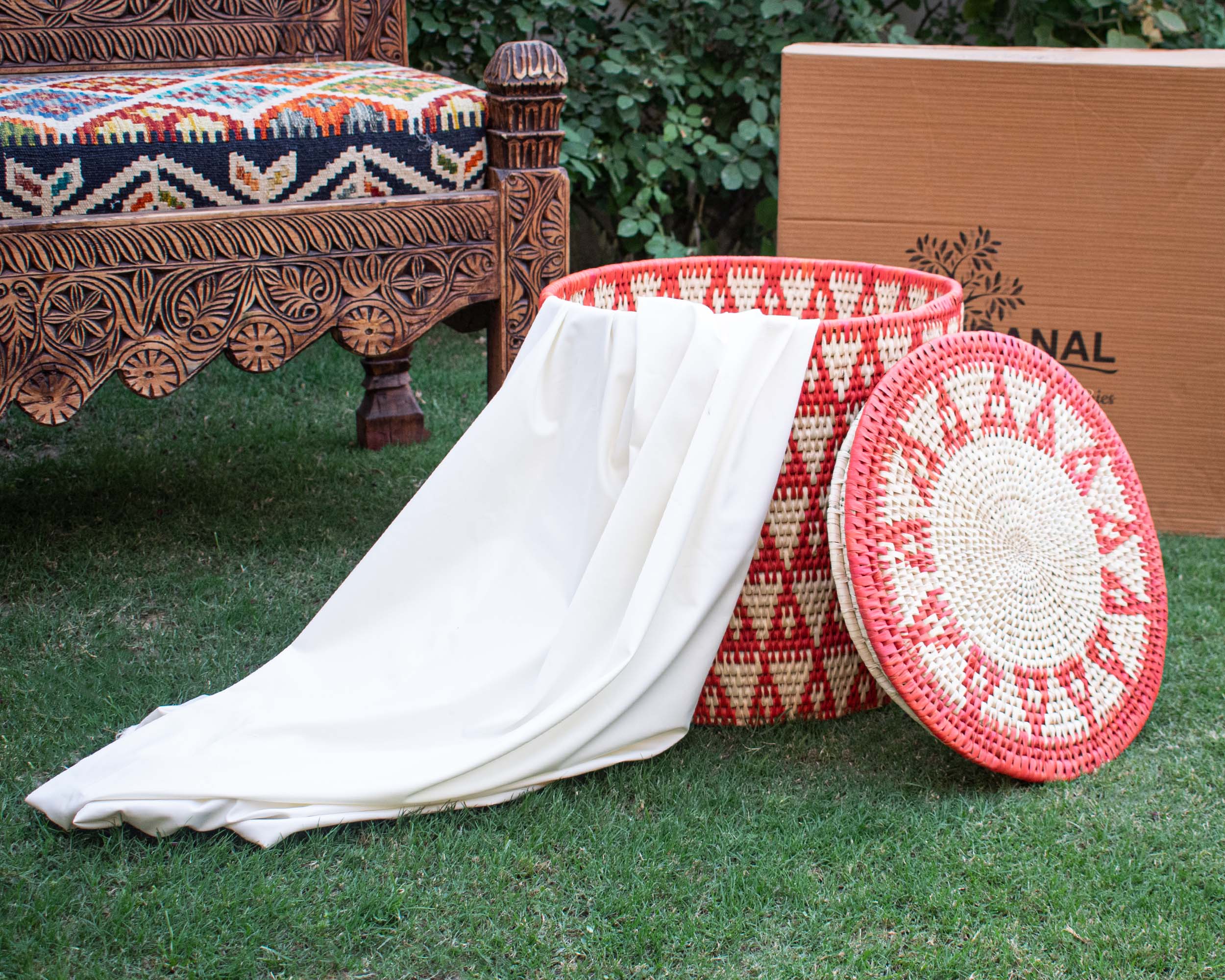 Multi Pyramids Red Large Storage Laundry Basket BL-1212-16