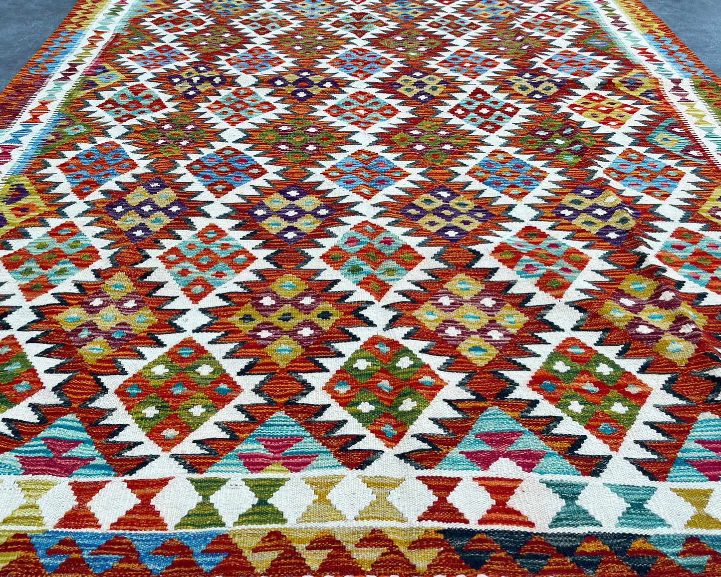 Afghan Chobi Wool Kilim - 10x7 ft KL-184-70