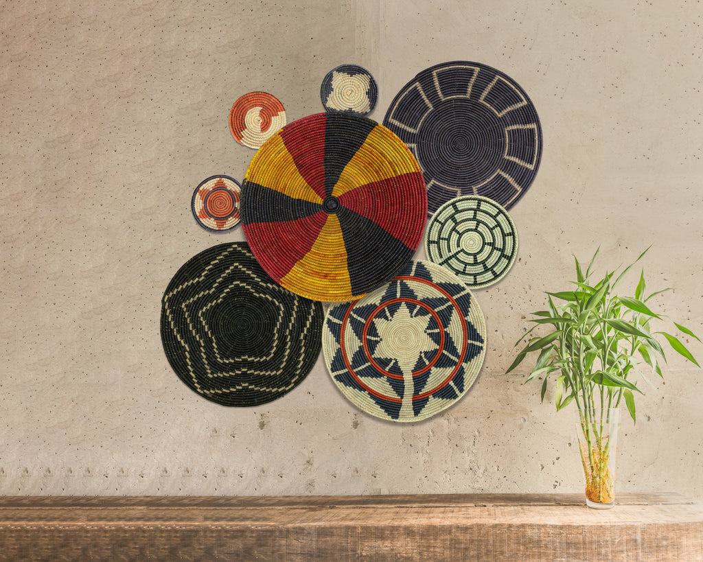 Set of 8 Handwoven wall baskets SET-335-8 N