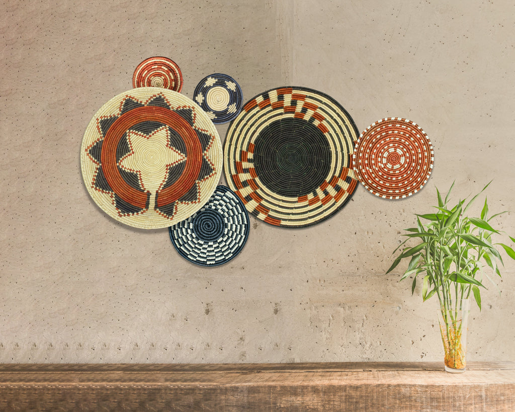 Set of 6 Handwoven wall baskets SET-382-6 N