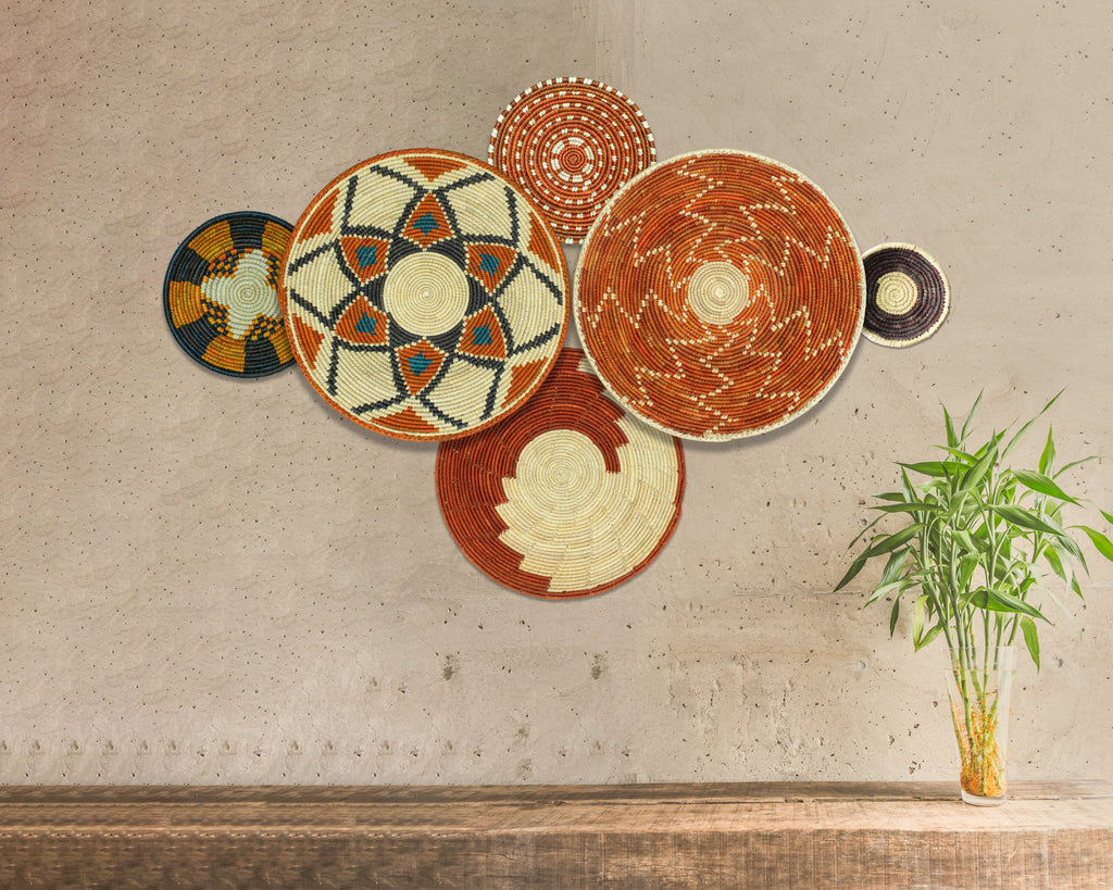 Set of 6 Handwoven wall baskets SET-399-6 N