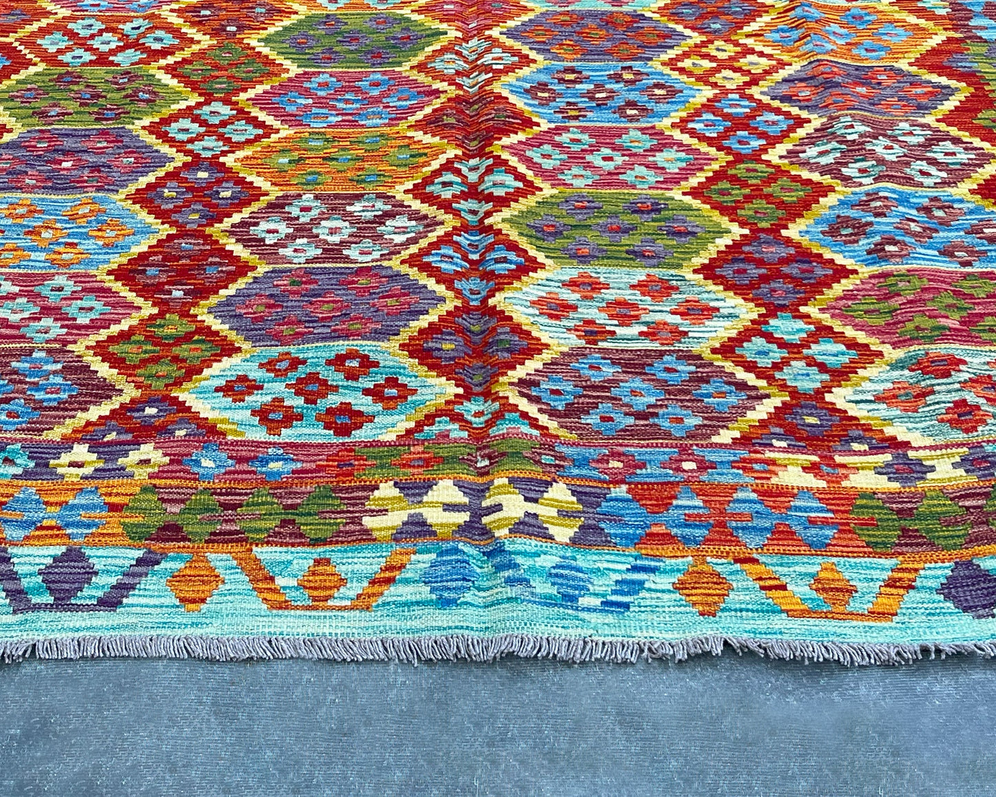 Afghan Chobi Wool Kilim - 10x7 ft KL-185-70