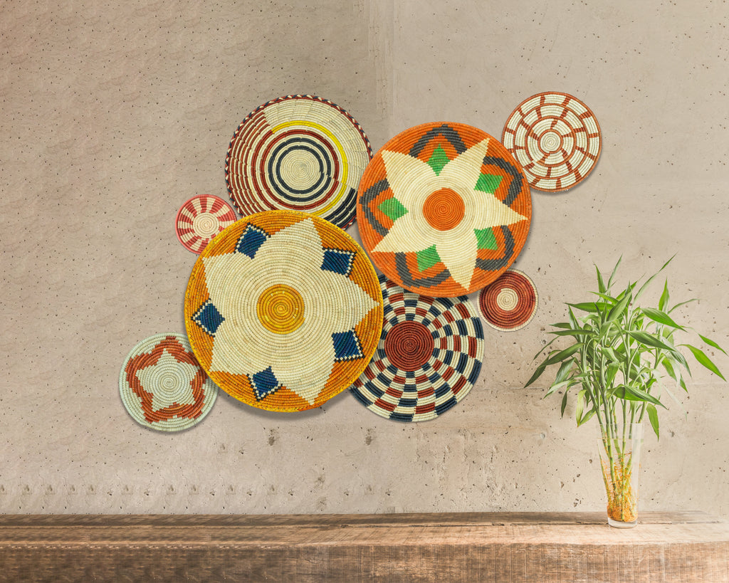 Set of 8 Handwoven wall baskets SET-359-8 N