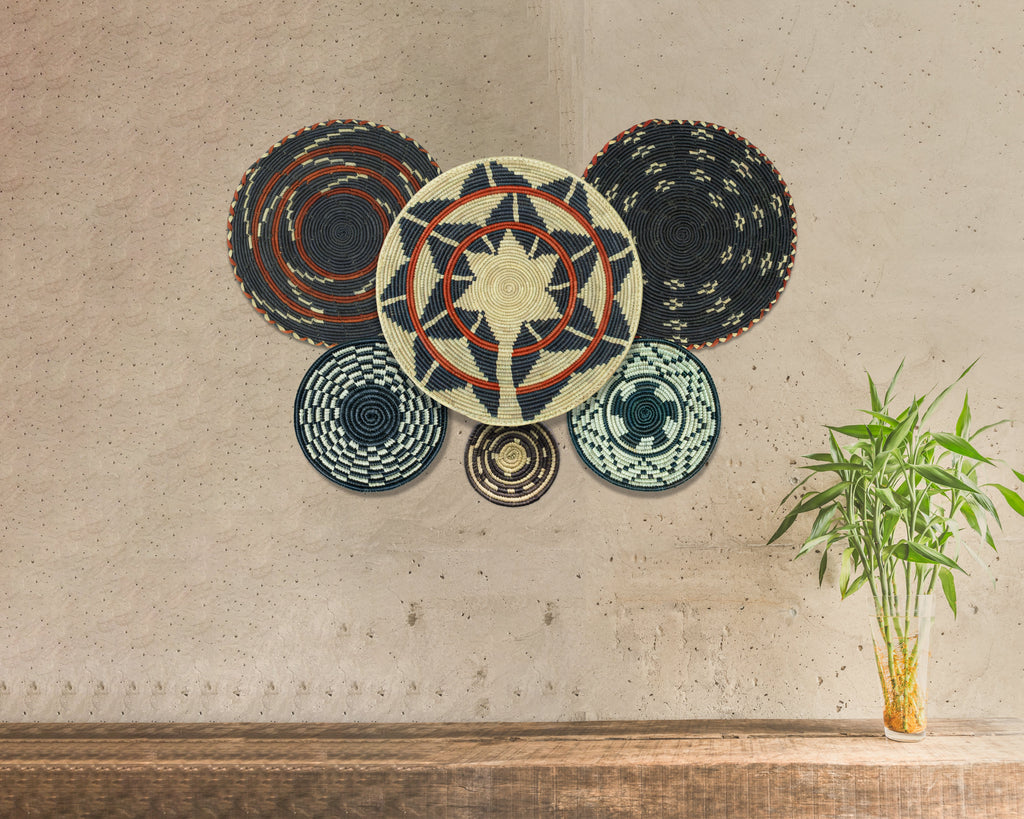 Set of 6 Handwoven wall baskets SET-387-6 N