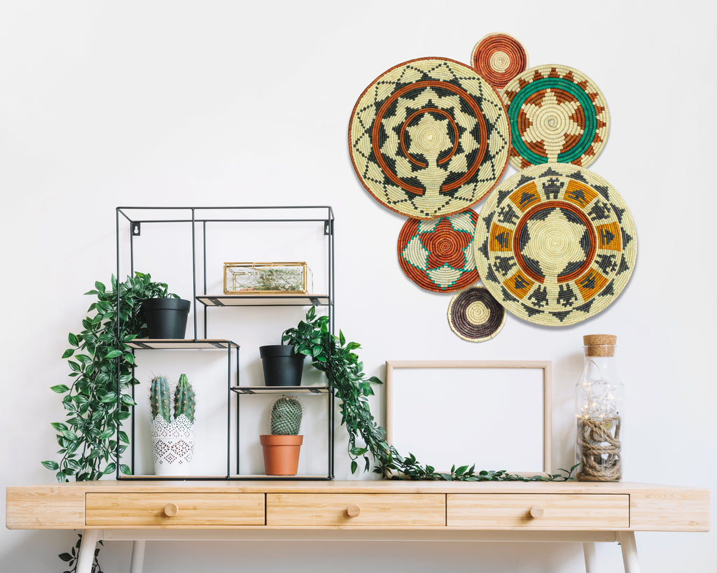 Set of 6 Handwoven wall baskets SET-287-6 N