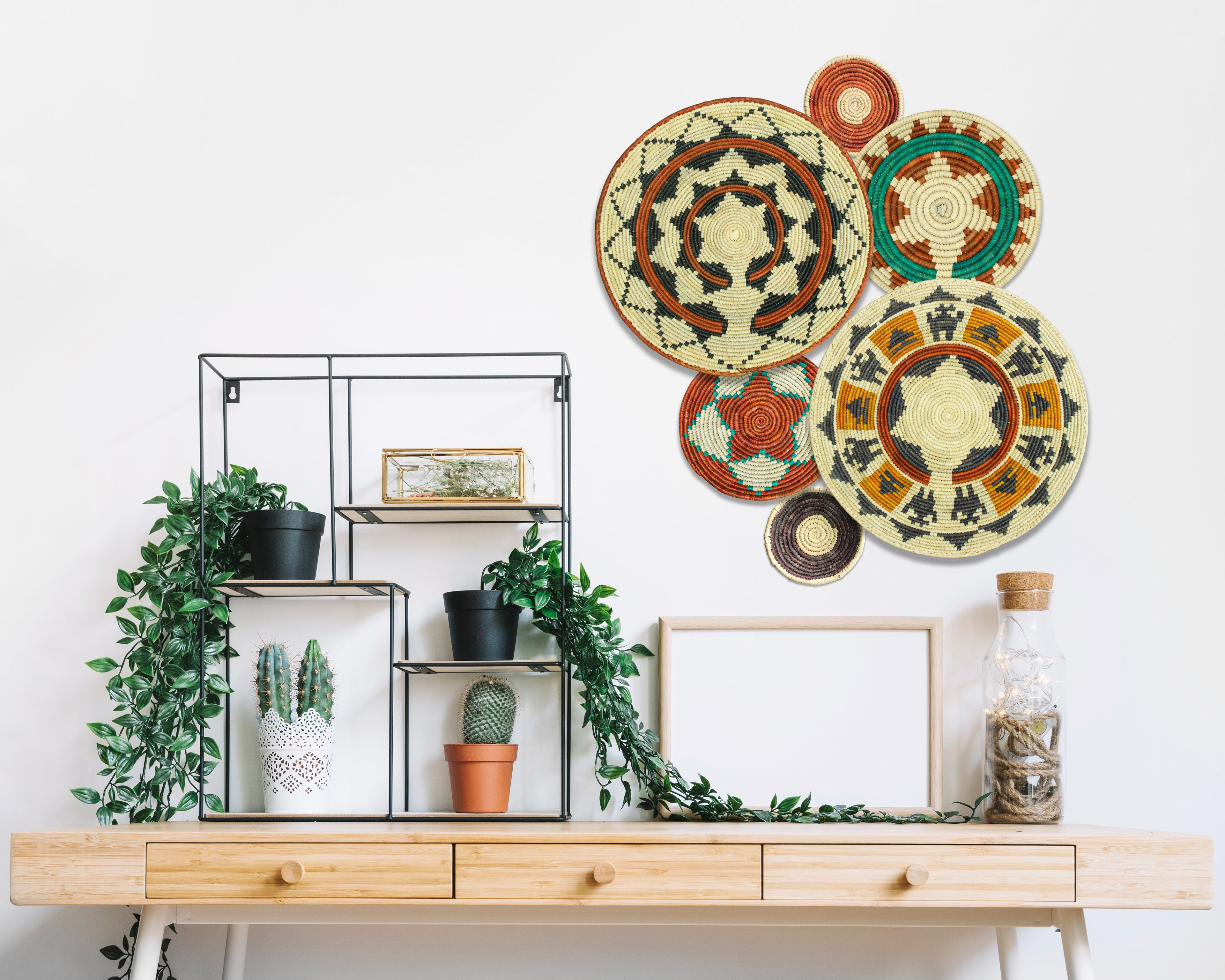 Set of 6 Handwoven wall baskets SET-287-6 N