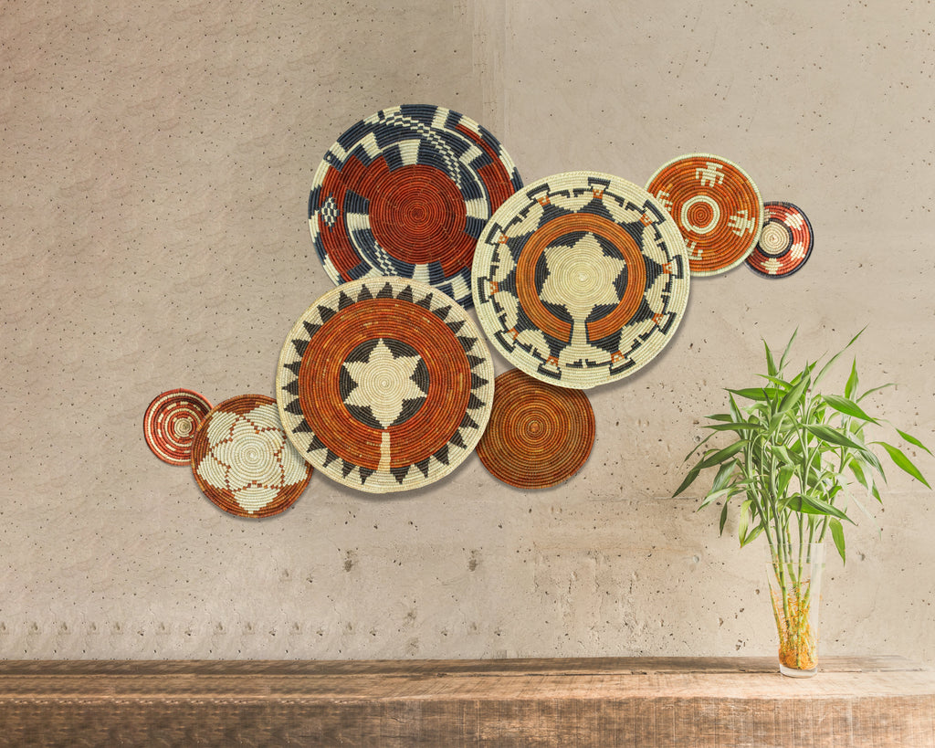 Set of 8 Handwoven wall baskets SET-362-8 N