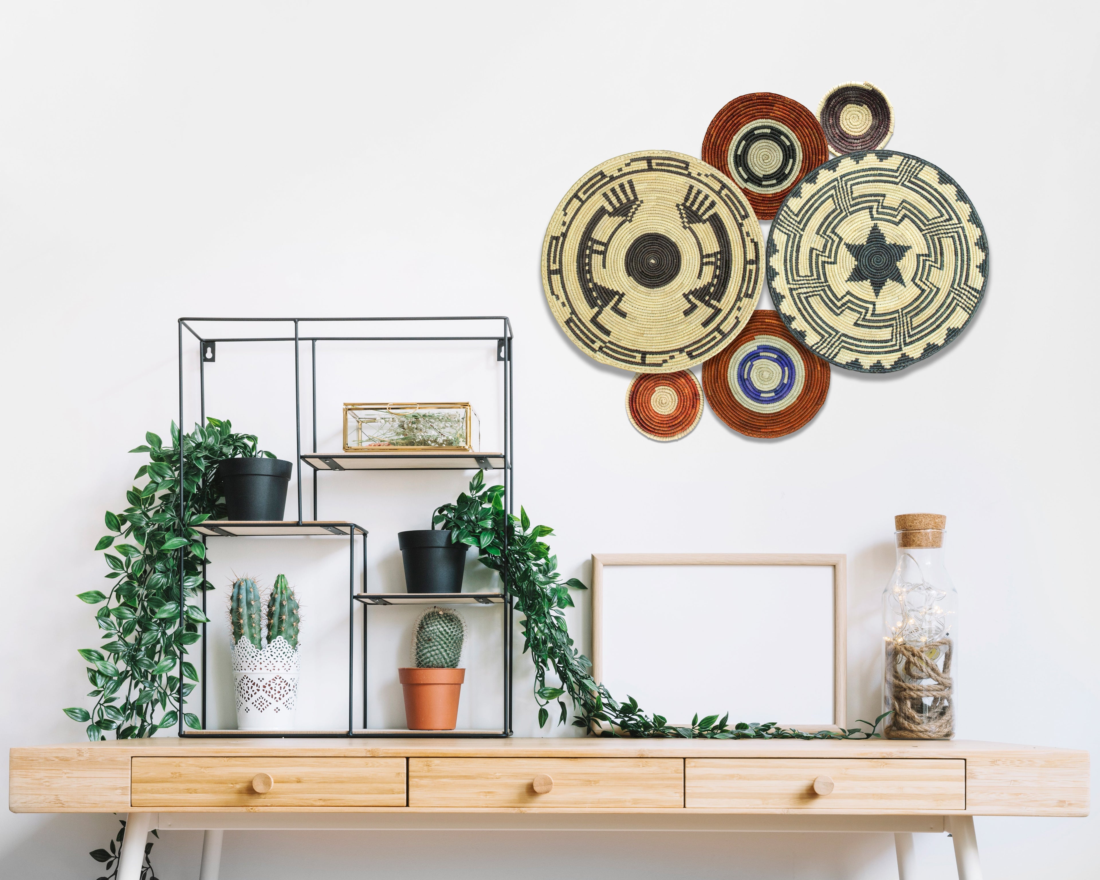 Set of 6 Handwoven wall baskets SET-284-6 N