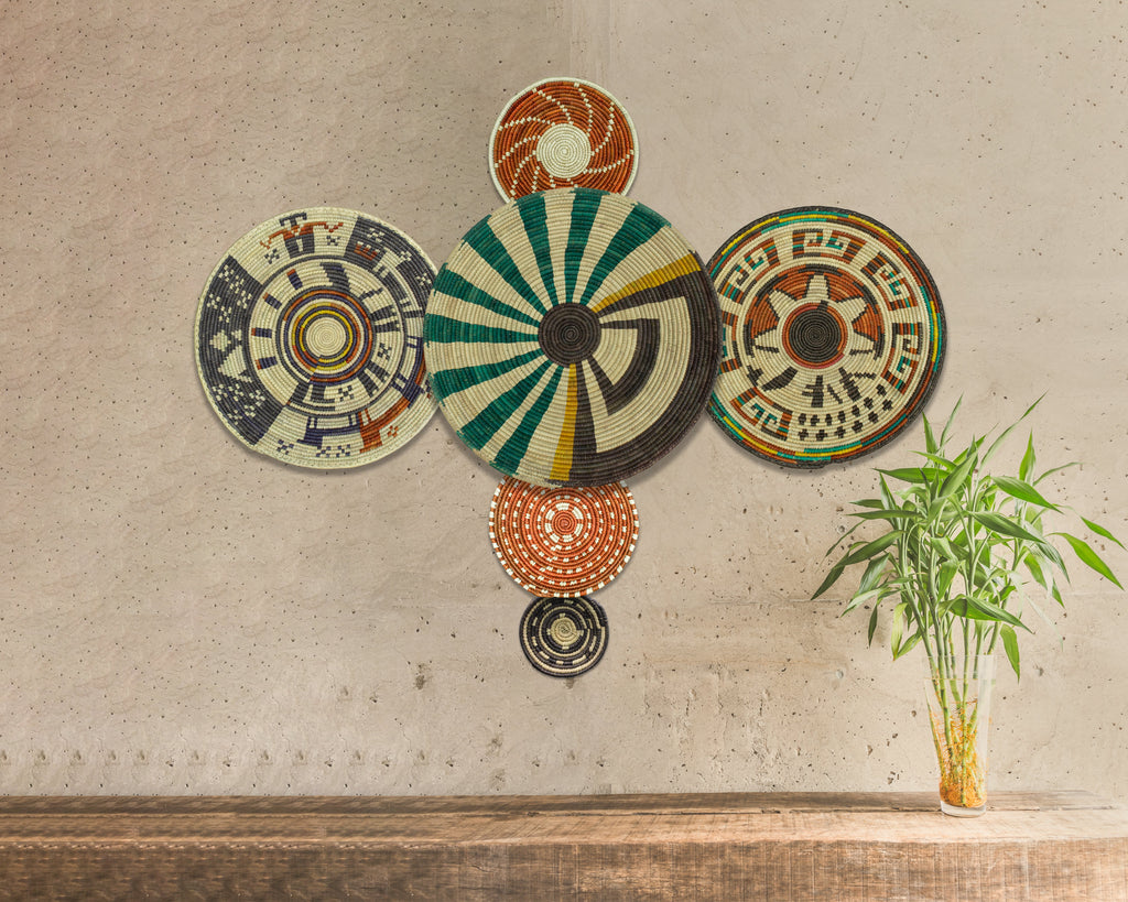 Set of 6 Handwoven wall baskets SET-297-6 N